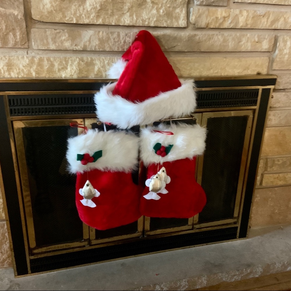 Cat Christmas Stockings and Hat Set